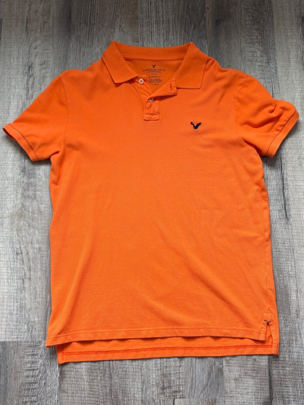 American Eagle Polo Shirt Mens Size L Large Orange Classic Fit
